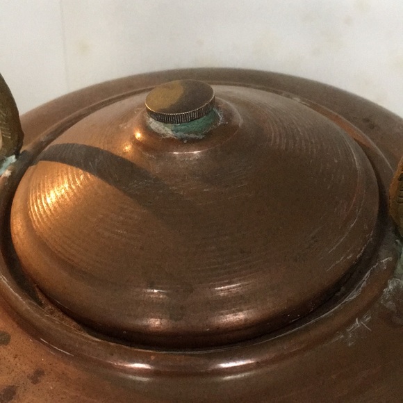 Antique copper and brass large tea kettle, Rome New York - Picture 5 of 6